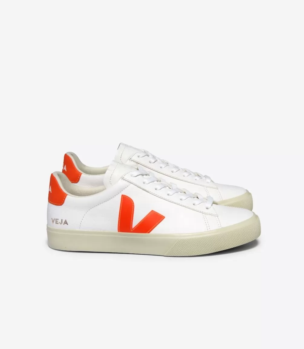 Women VEJA Campo | Campo<CAMPO LEATHER WHITE ORANGE FLUO