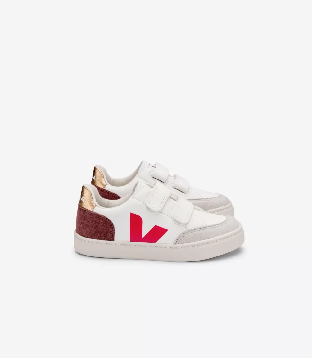Kids VEJA Kids<V-12 LEATHER WHITE MULTICO DRIED PETAL