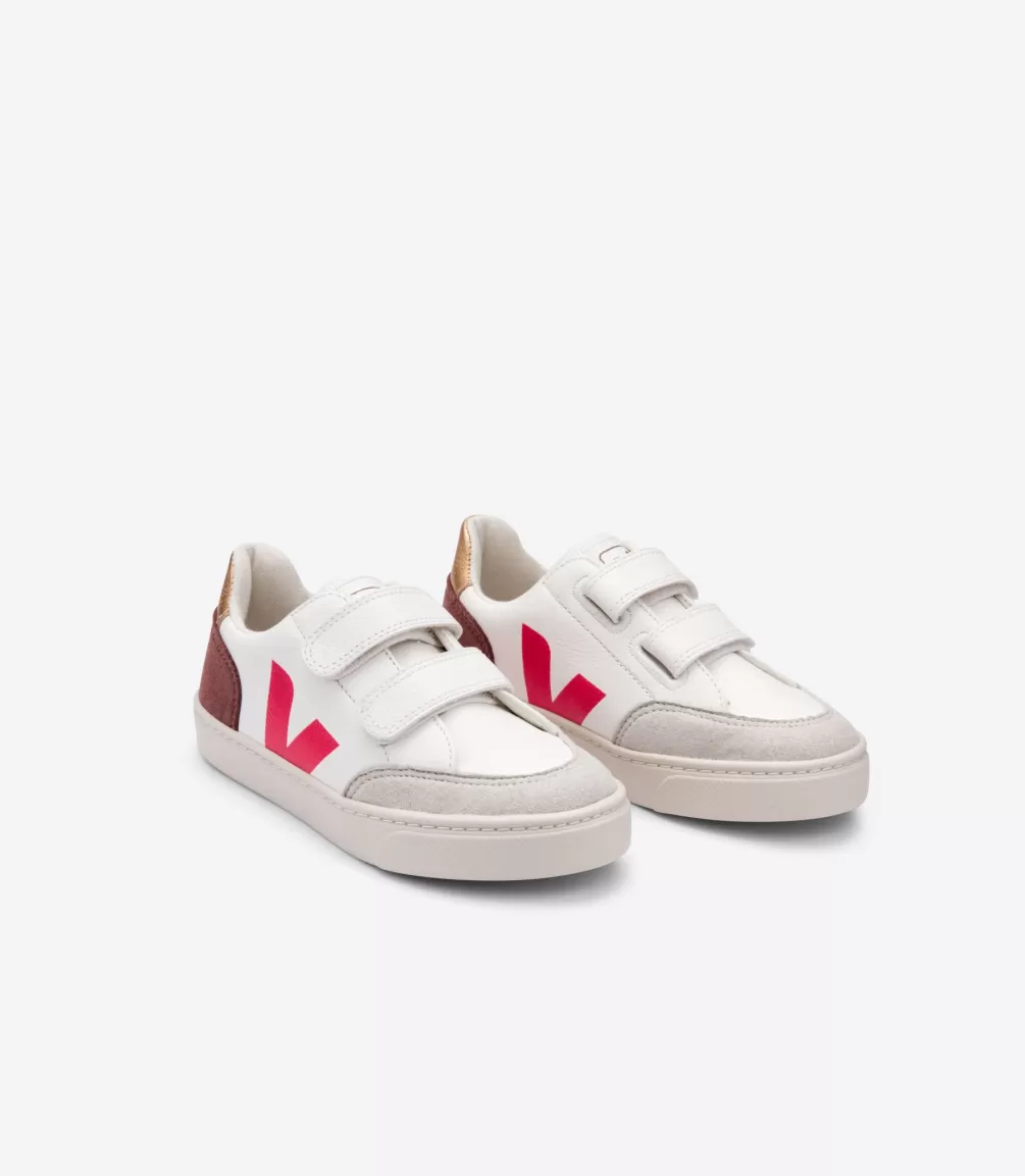 Kids VEJA Kids<V-12 LEATHER WHITE MULTICO DRIED PETAL
